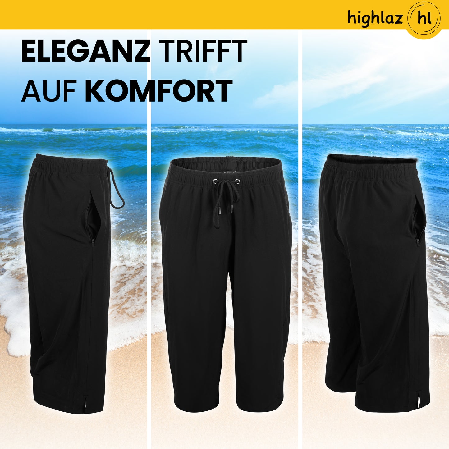 Knielange Herren Badeshorts – Extralang, Schnelltrocknend & mit Reißverschlusstaschen