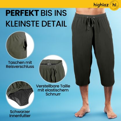 Knielange Herren Badeshorts – Extralang, Schnelltrocknend & mit Reißverschlusstaschen