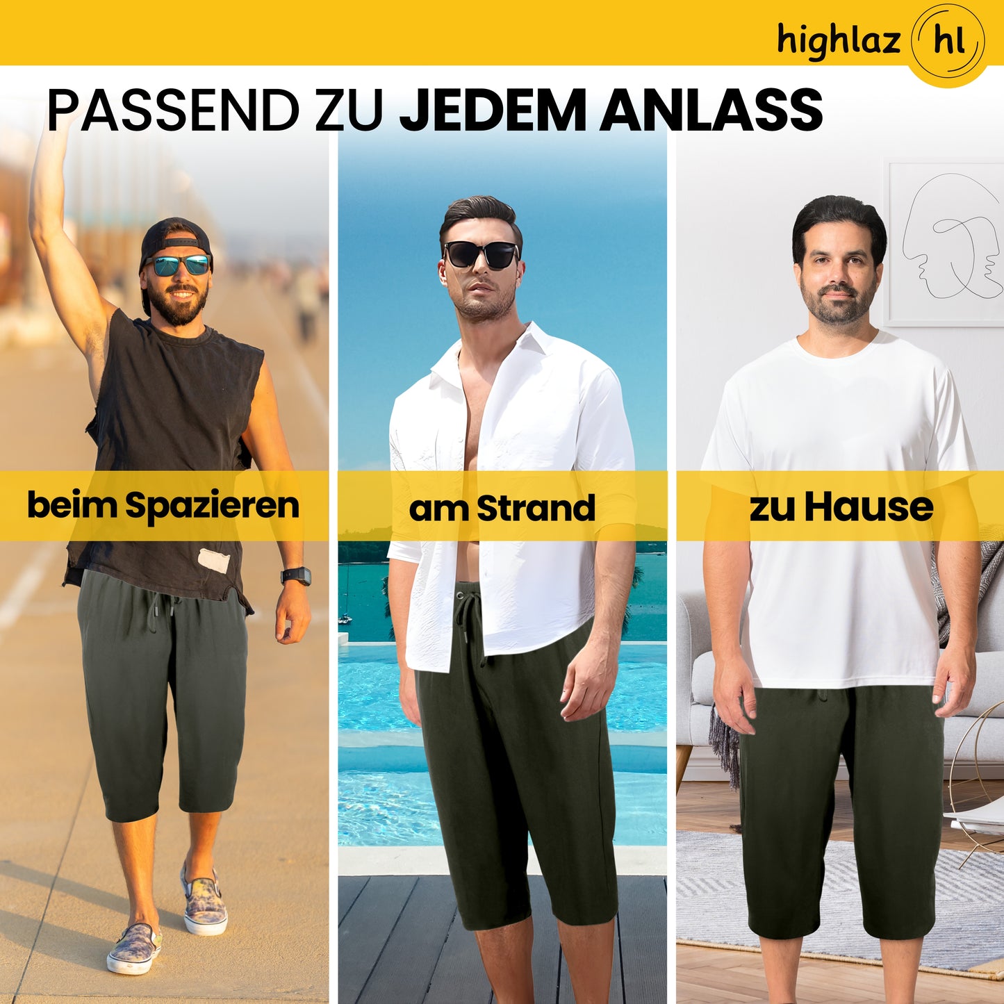 Knielange Herren Badeshorts – Extralang, Schnelltrocknend & mit Reißverschlusstaschen