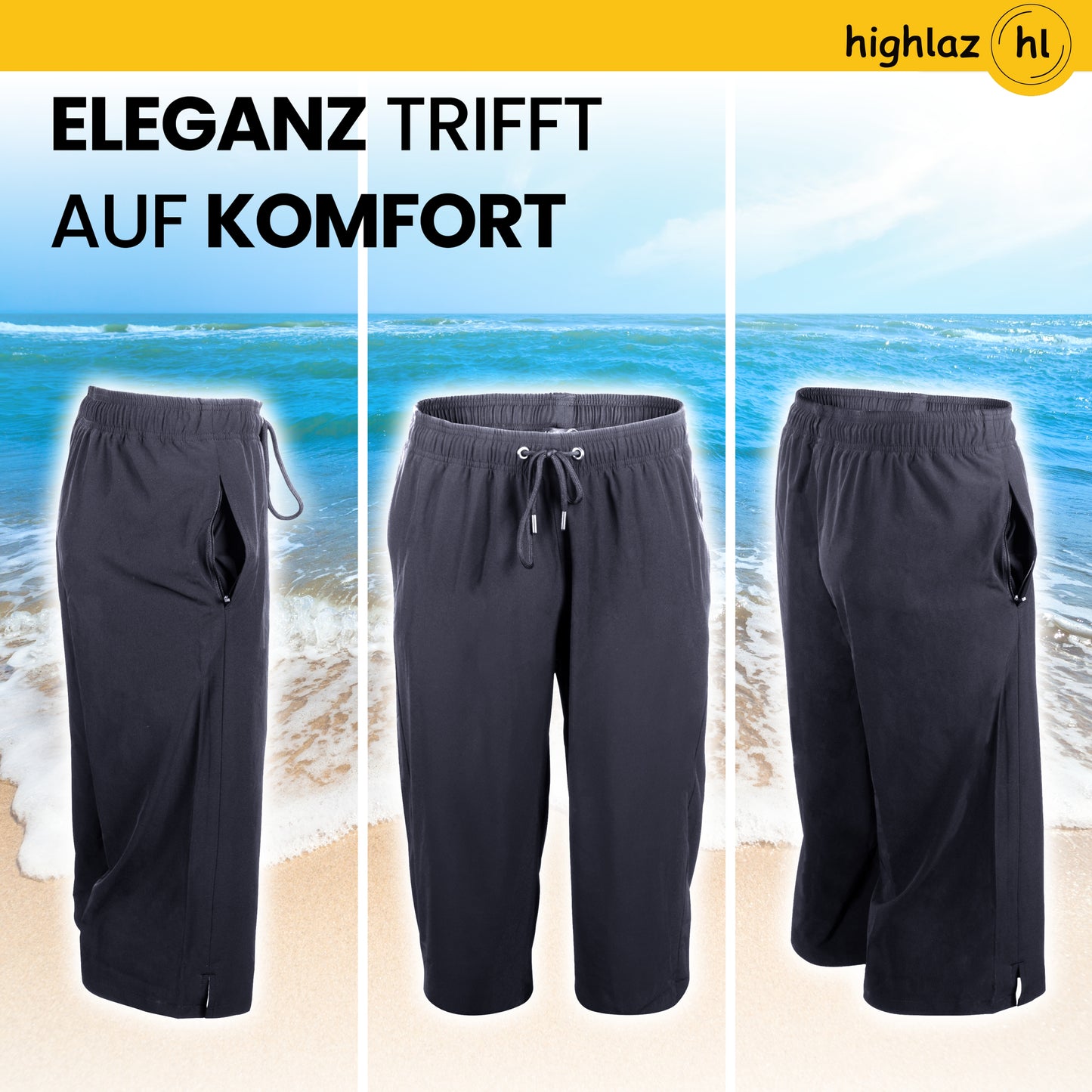 Knielange Herren Badeshorts – Extralang, Schnelltrocknend & mit Reißverschlusstaschen
